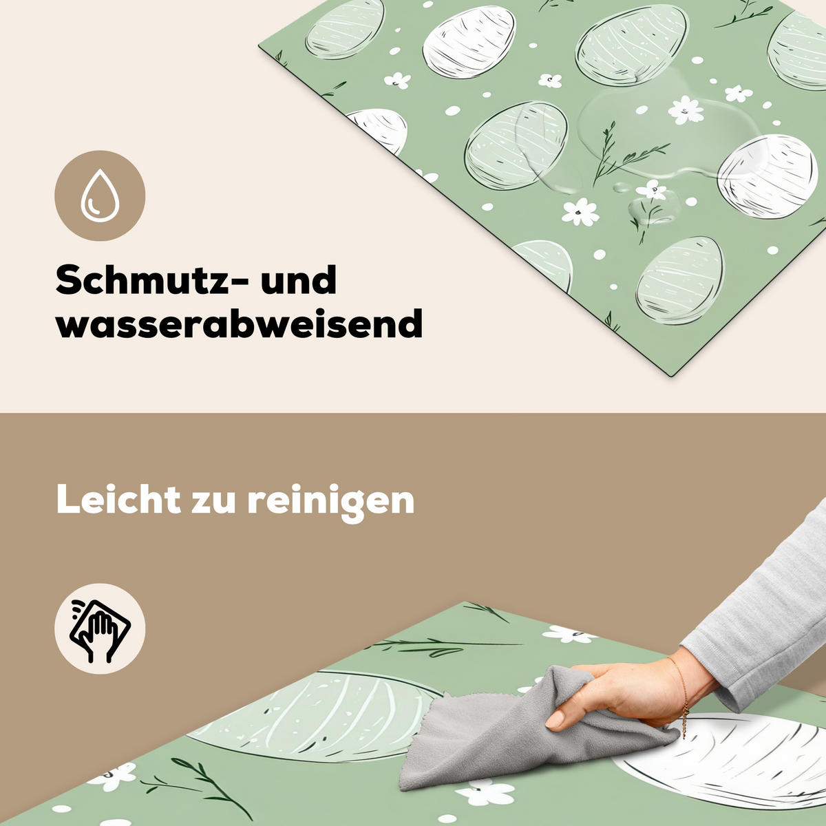 HERDABDECKPLATTE Grün - Eier - Muster Herdabdeckung Induktionsfeld 75x52 cm - Waldgrün, Kunststoff (75/52/0.2cm) - MuchoWow