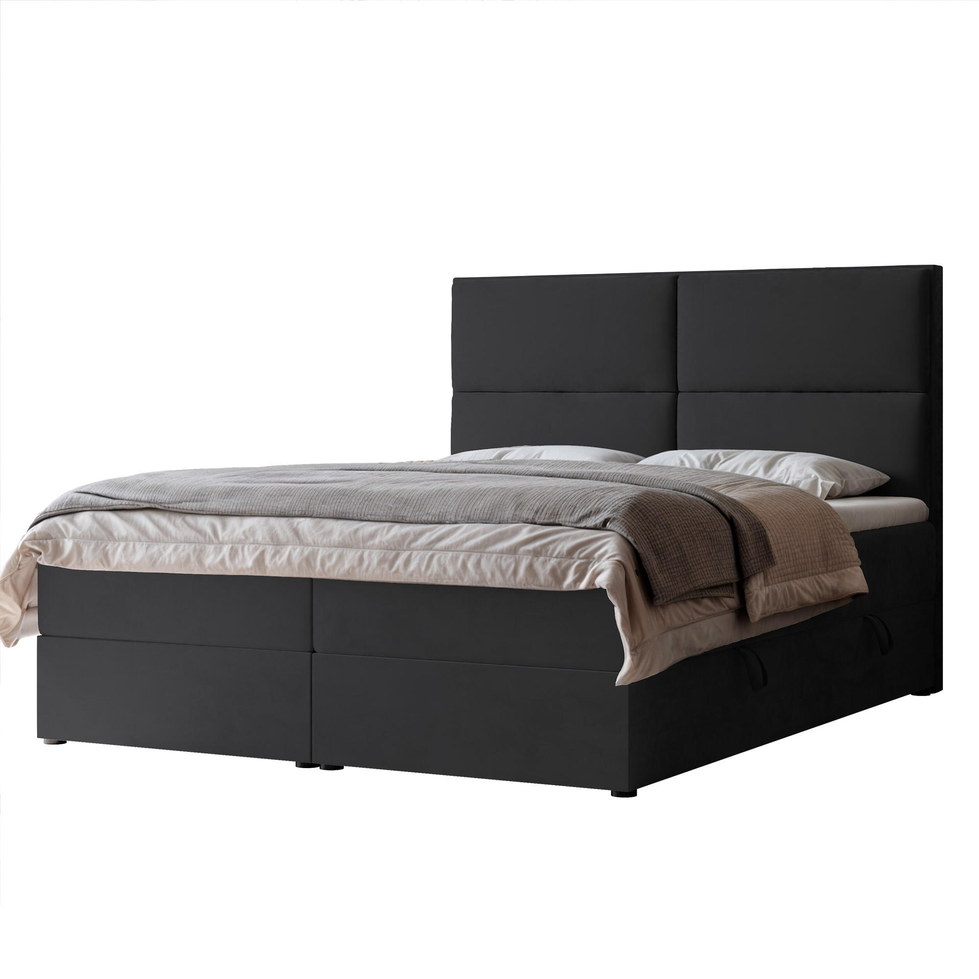 BOXBETT 120x200 cm mit Topper - Dunkelgrau, Holzwerkstoff/Textil (120/200cm) - Idohome