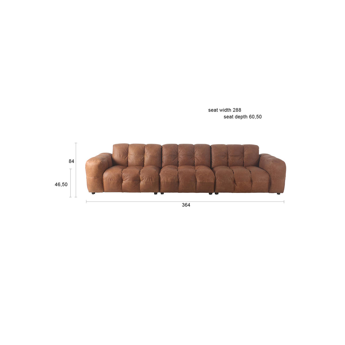 SOFA 4,5-SITZER Hackman Leder Cognac/ Braun - Cognac/Braun, Leder (364/84/102cm) - Dutchbone