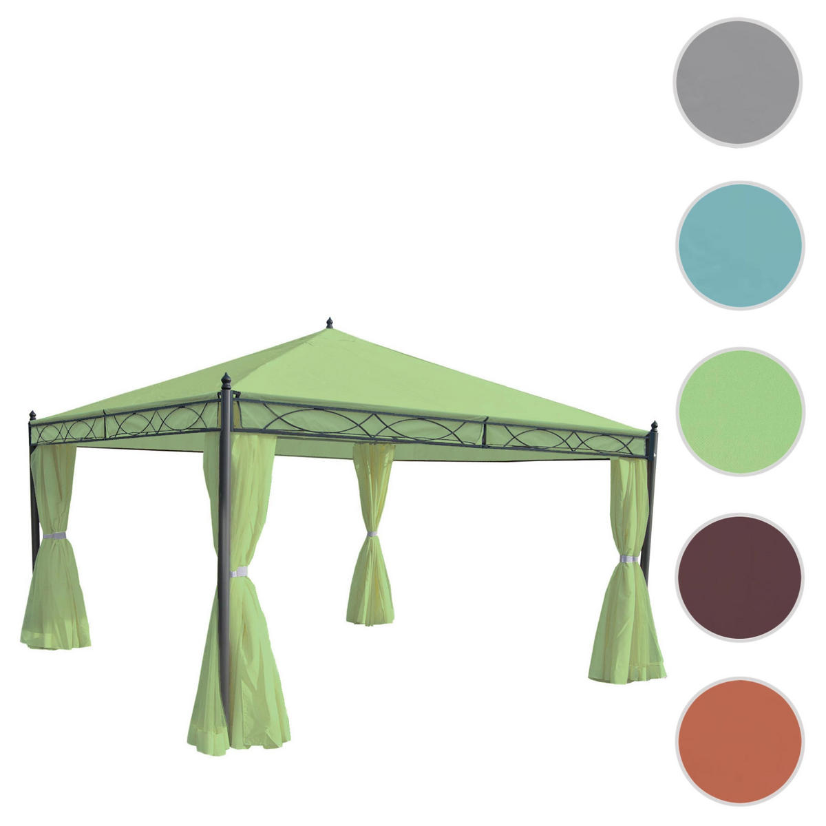 PERGOLA Cadiz 290x400x400cm Hellgrau Seitenwand - Hellgrau, Metall (400/290/400cm) - BERLINLODGE