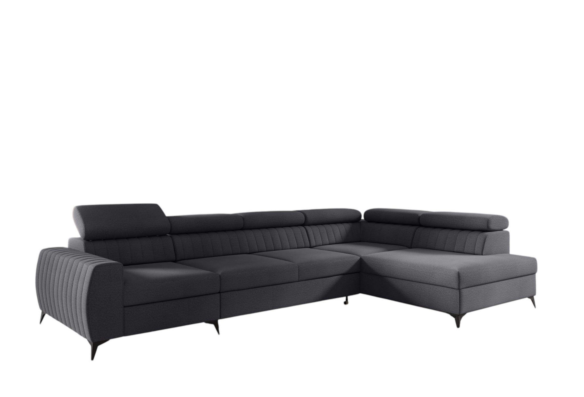 Fun Möbel Ecksofa Dunkelgrau 340x200 cm