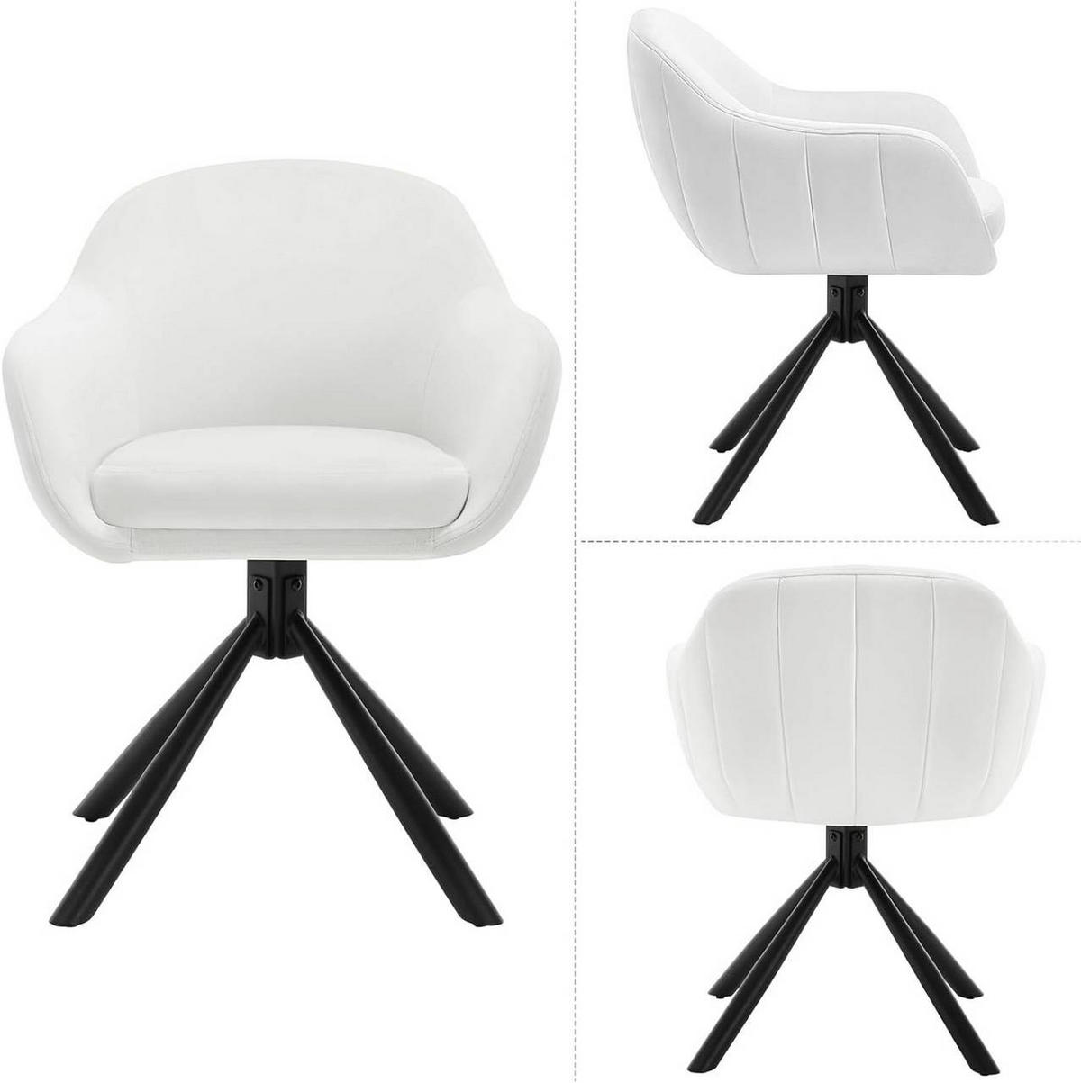 ESSZIMMERSTUHL drehbar, Samt, Creme - Creme/Schwarz, Textil/Metall (57.5/78/60.5cm) - Woltu