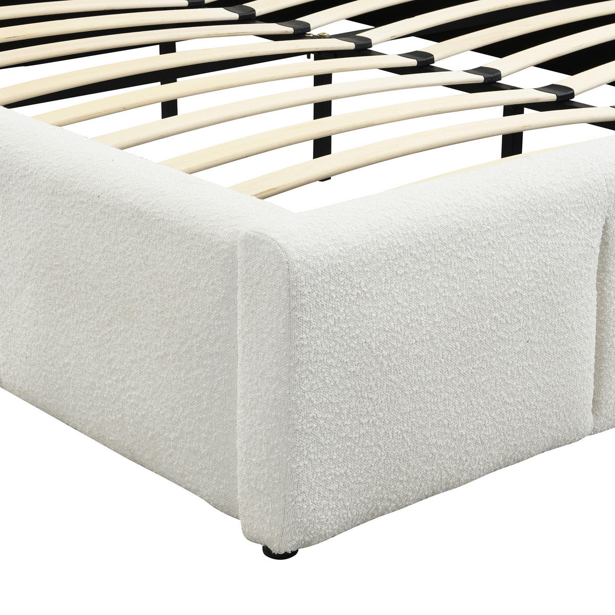 POLSTERBETT 180/200 cm DE-03036, mit Bouclé-Bezug, in Beige - Beige, Metall (180/200cm) - ComfortXL