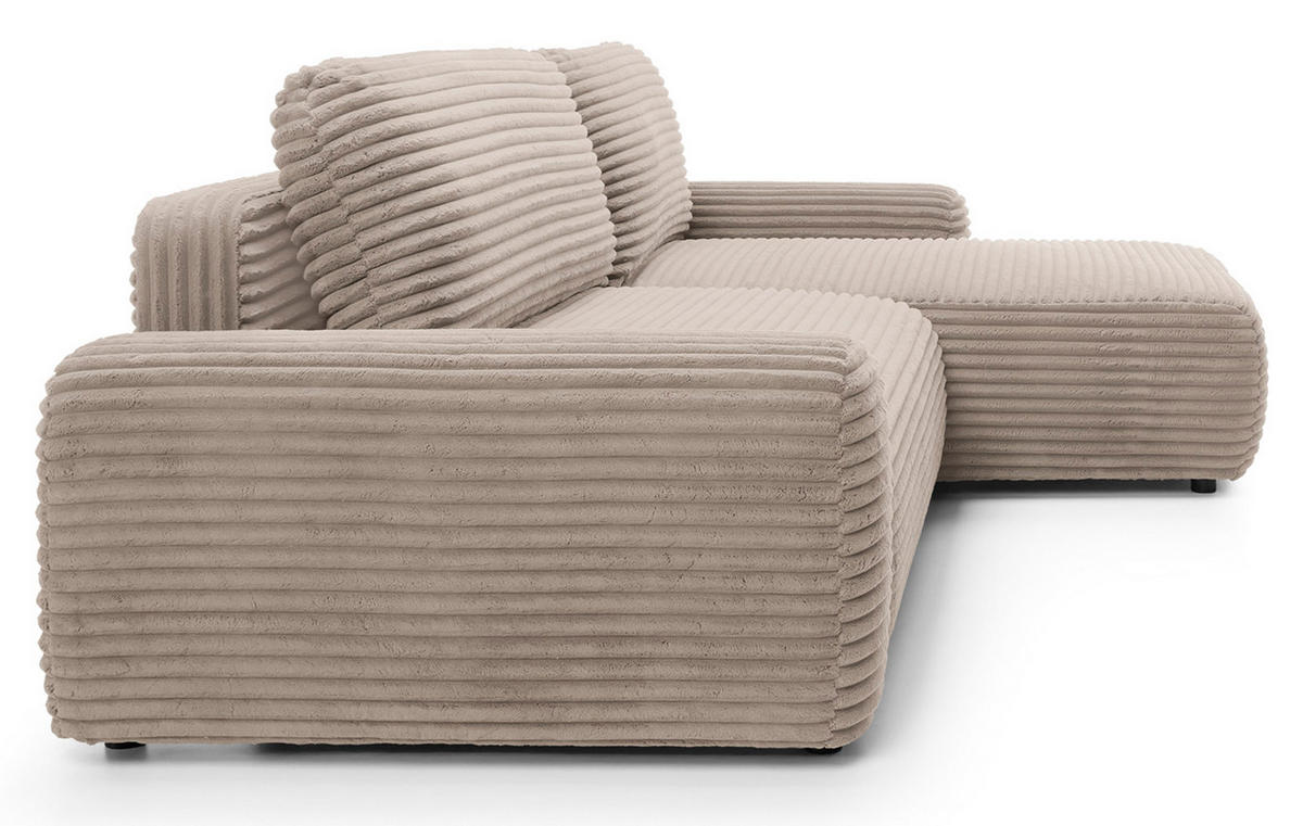 ECKSOFA Alferia Beige mit Cordbezug - Beige/Schwarz, Kunststoff/Textil (264/162cm) - Selsey