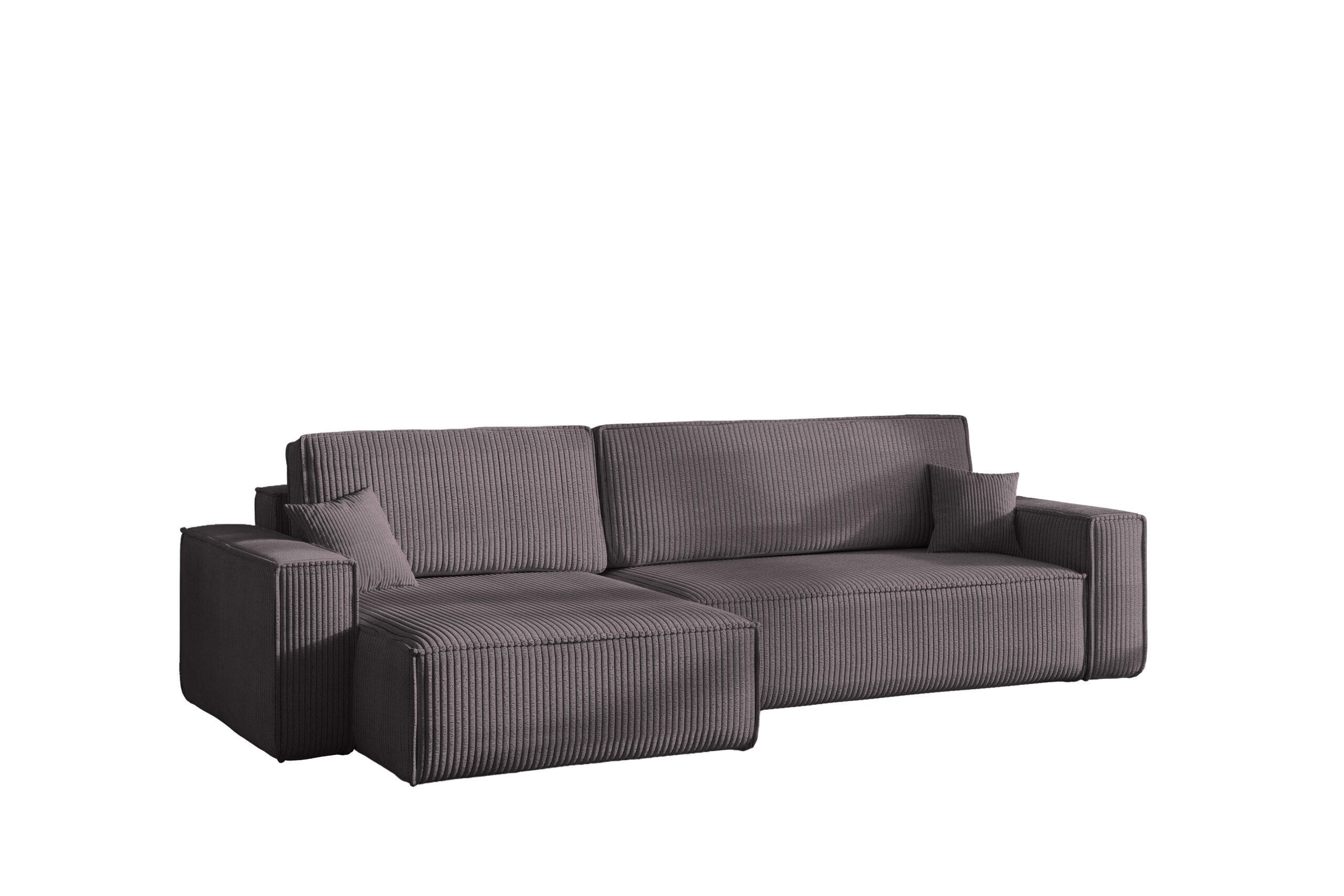 ECKSOFA Mit Schlaffunktion Und Bettkasten, Eckcouch BEST XL Stoff Poso Dicker Cord Dunkelgrau Links - Dunkelgrau/Schwarz, Holz/Kunststoff (142/274cm) - Kaiser Möbel