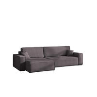 ECKSOFA Mit Schlaffunktion Und Bettkasten, Eckcouch BEST XL Stoff Poso Dicker Cord Dunkelgrau Links - Dunkelgrau/Schwarz, Holz/Kunststoff (142/274cm) - Kaiser Möbel
