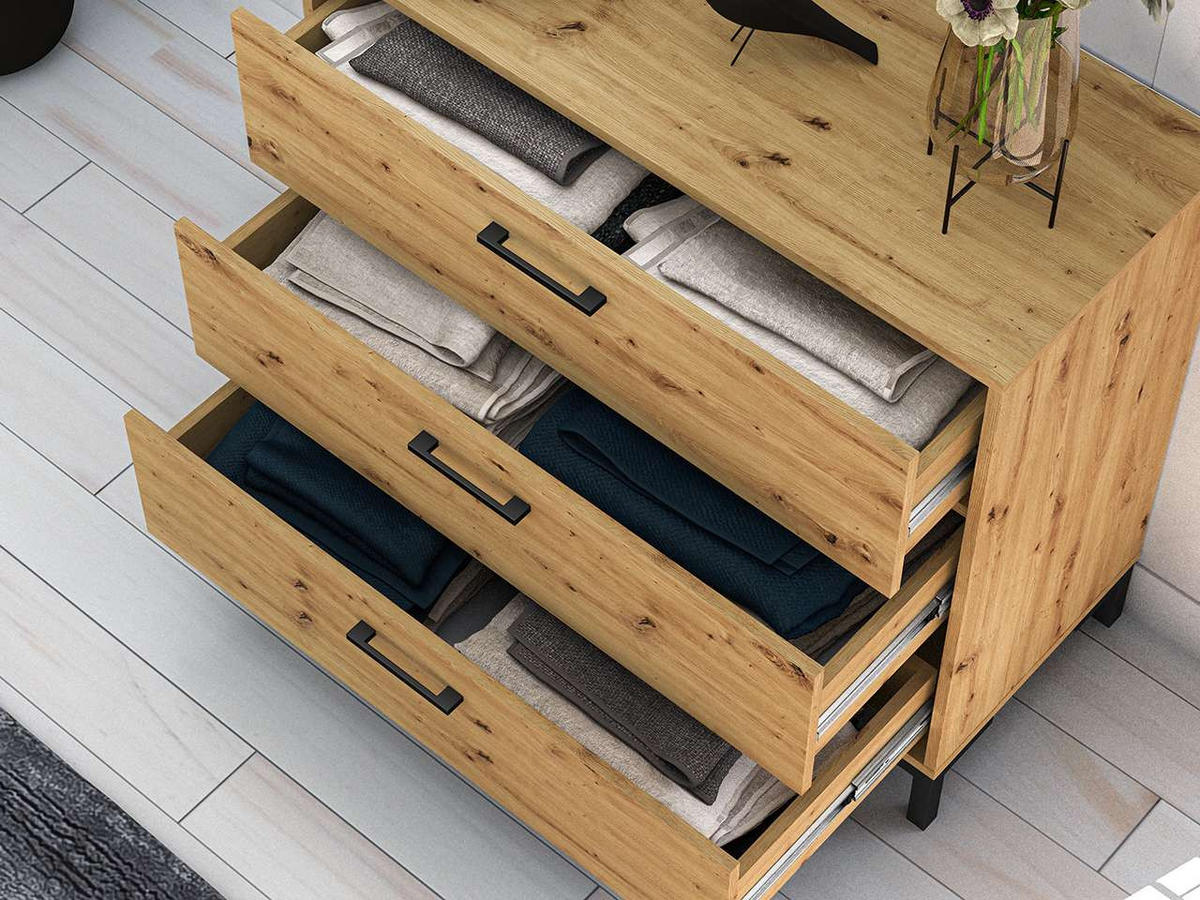 KOMMODE – 92 cm – Nevio – Eichefarben - Eichefarben, Holzwerkstoff (92/83/40cm) - hi-markt