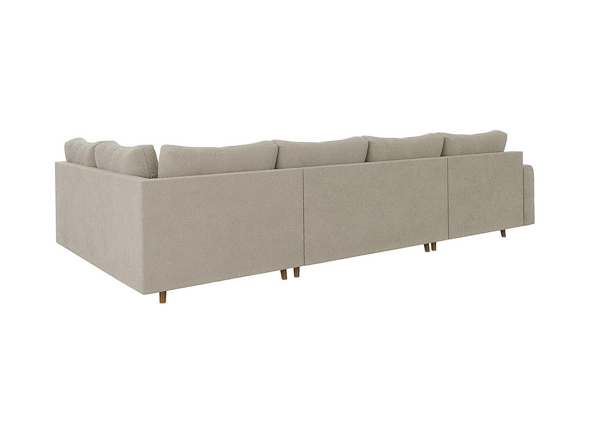 WOHNLANDSCHAFT inkl. Hocker Henrik Beige Boucle - Beige/Braun, Holz/Textil (310/81/161cm) - S-Style Möbel