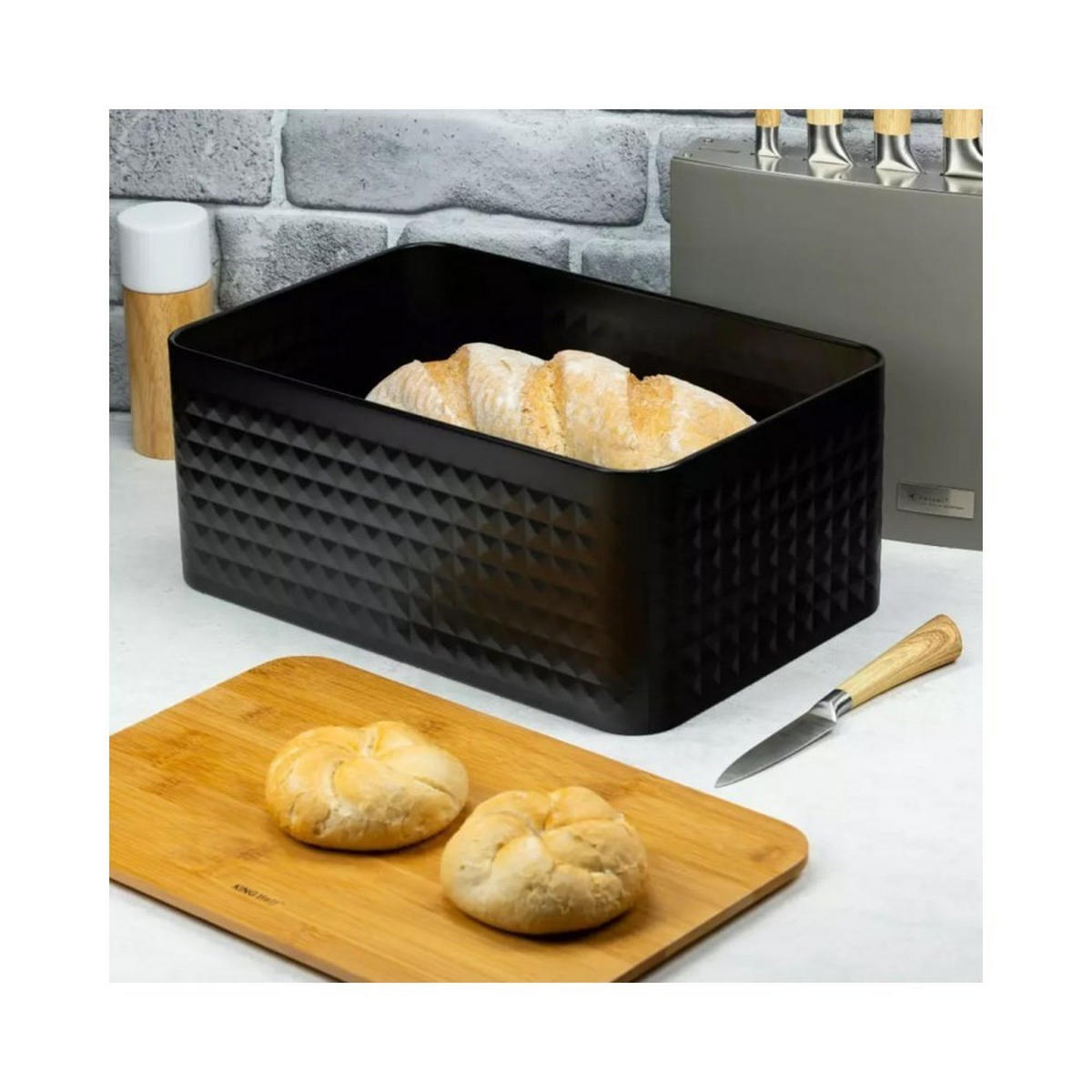 BROTKASTEN Schwarz 35.5/23/15.5 cm KH1713 - Schwarz, Metall (23/15.5/35.5cm) - Kinghoff 