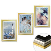 WANDBILDER 3er Set - 20x30 cm Goldrahmen - Leuchtturm-Abstrakte Tänzerin - Goldfarben, Kunststoff (20/30cm) - ArtPrintCave