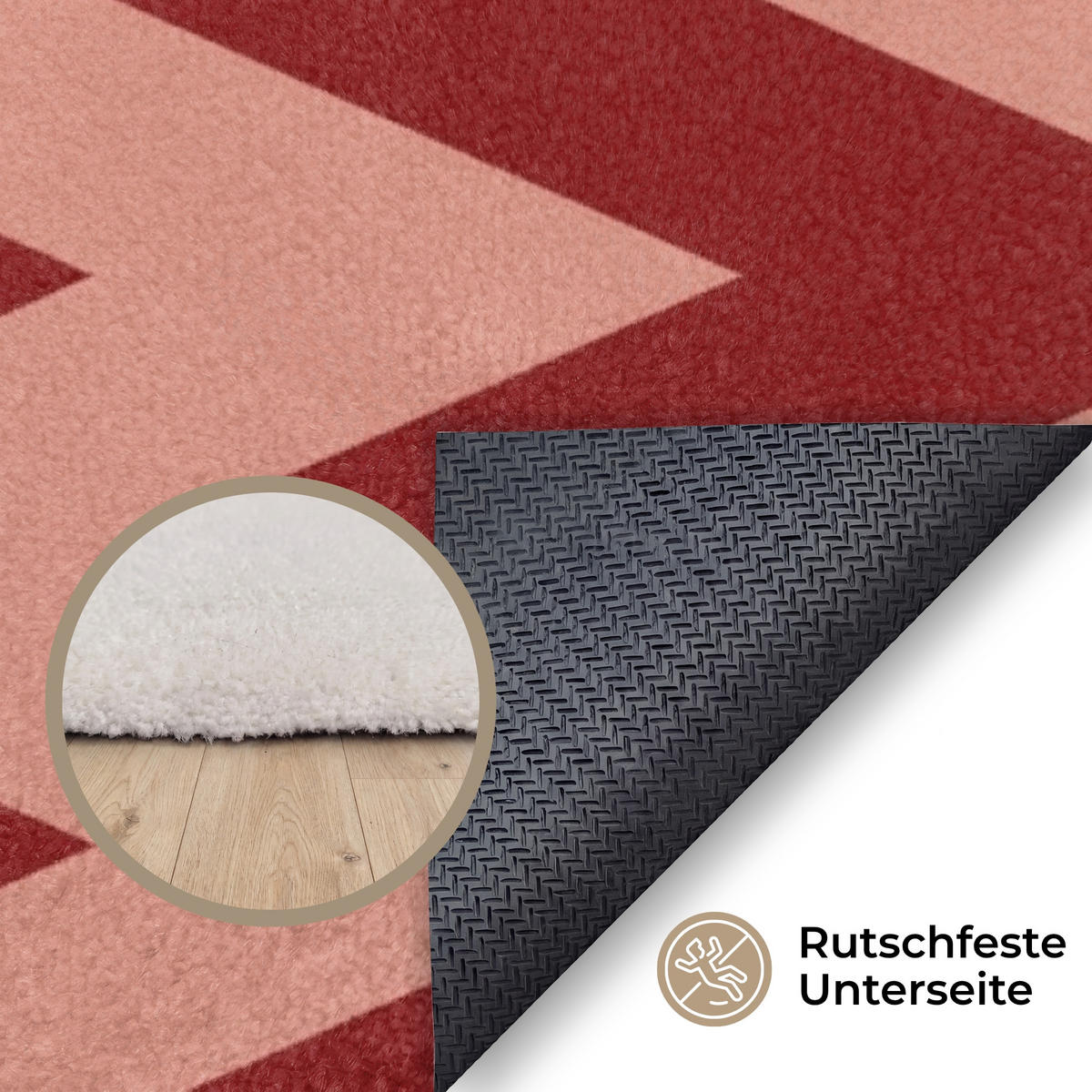 KOBERCE - Cikcak - Pruhy - Vzor - Červená - 140x200 cm - červená, textil/plast (140/0.4cm) - OnlyWow