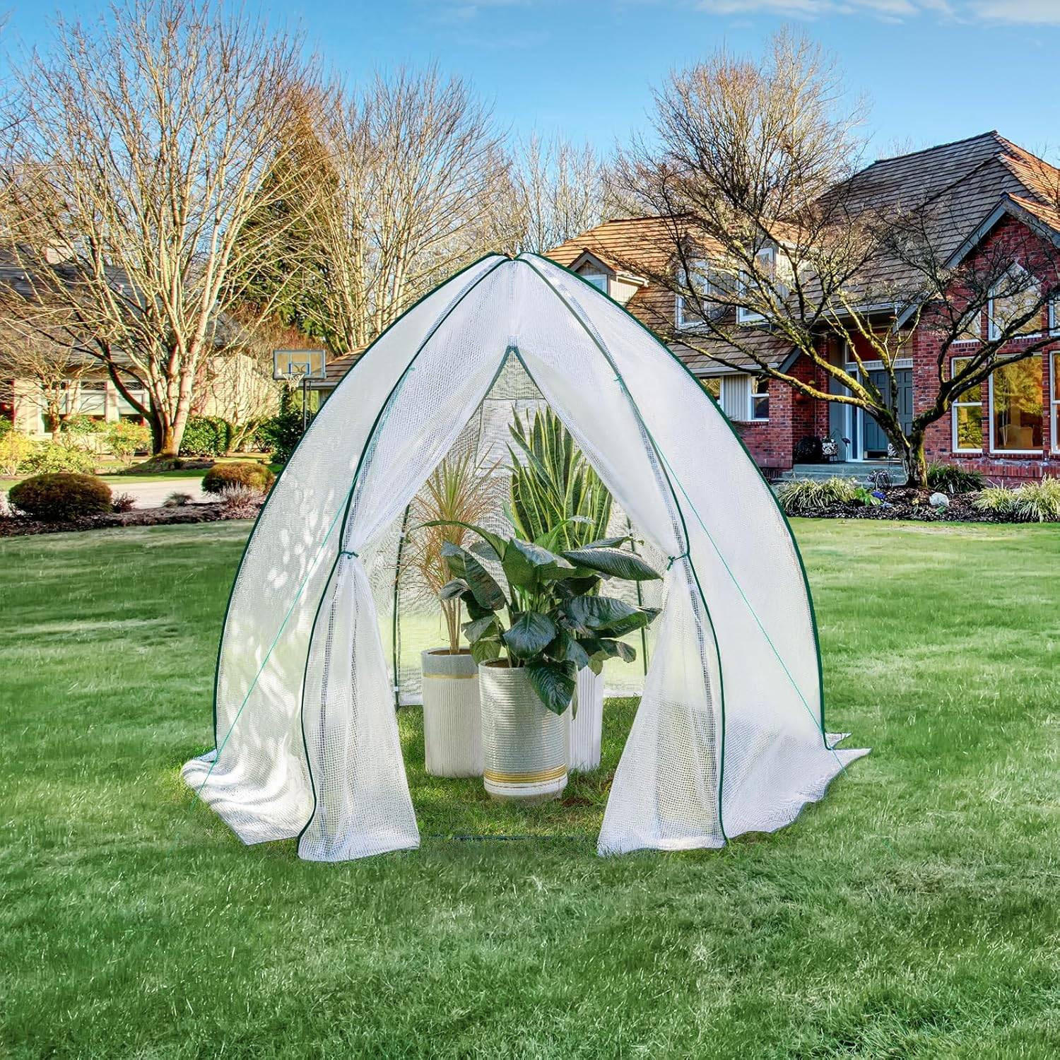 FOLIENGEWÄCHSHAUS, PE-halbdurchsichtiges Tomatengewächshaus - Weiß, Textil/Metall (240/200/200cm) - Woltu