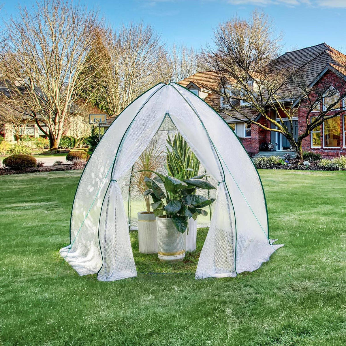 FOLIENGEWÄCHSHAUS, PE-halbdurchsichtiges Tomatengewächshaus - Weiß, Textil/Metall (240/200/200cm) - Woltu