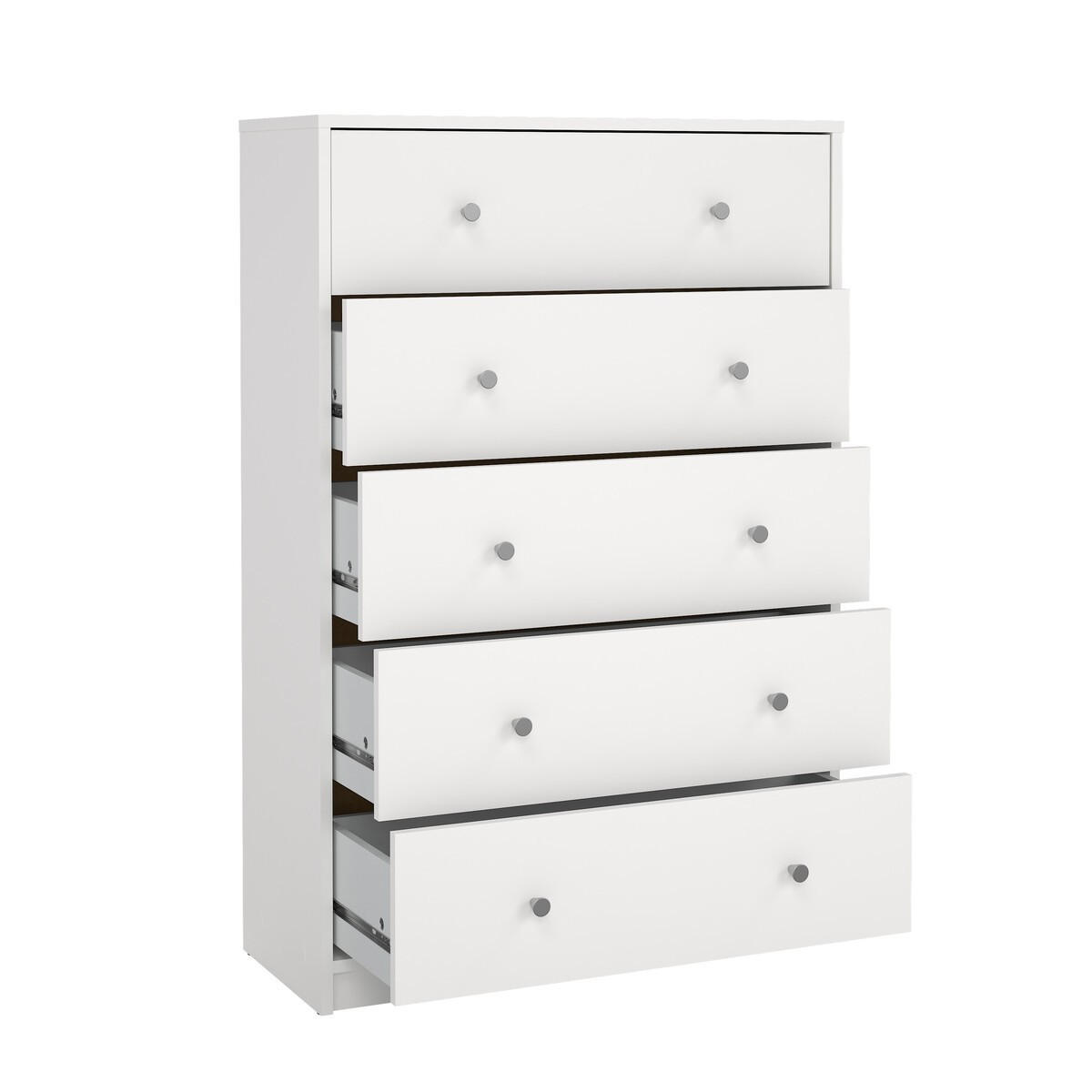 52. KOMMODE mit 5 Schubladen weiß lise 72,4/29,8/108,1 cm - Weiß, Holzwerkstoff (29.8/108.1/122.2cm) - Calicosy