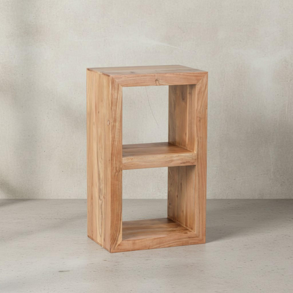 REGAL Massivholz Akazie Rustikal Handgefertigt, Beige 50x35x88 cm - Beige, Holz (50/88/35cm) - KADIMA DESIGN