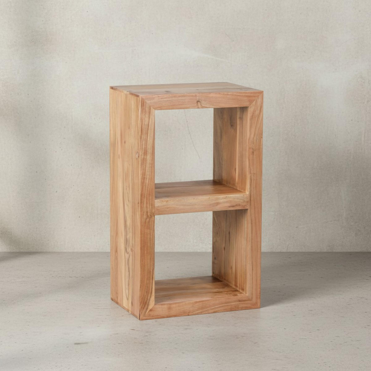 REGAL Massivholz Akazie Rustikal Handgefertigt, Beige 50x35x88 cm - Beige, Holz (50/88/35cm) - KADIMA DESIGN