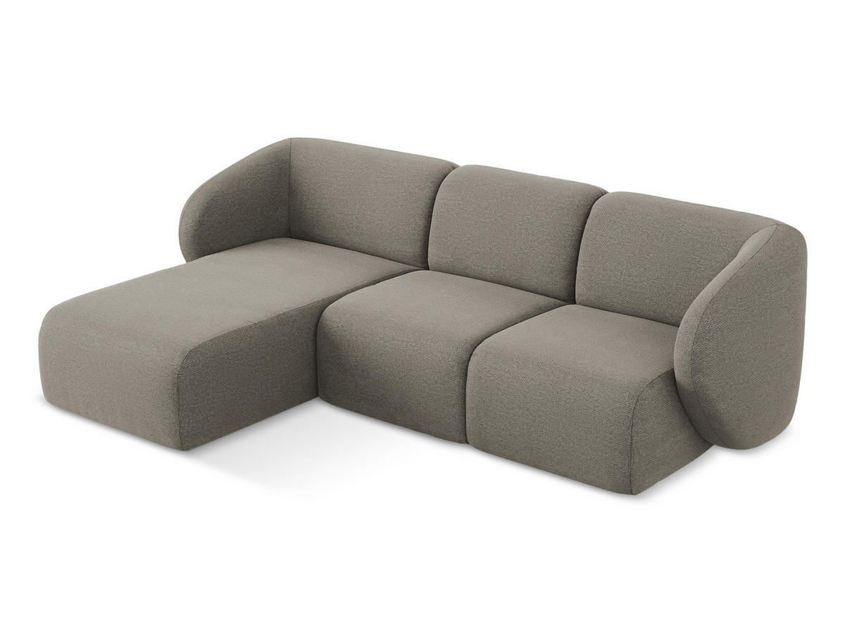 SOFAELEMENT Rechts Bouclé Stoff Grau - Hellgrau/Schwarz, Holzwerkstoff/Kunststoff (91/75/166cm) - Makamii