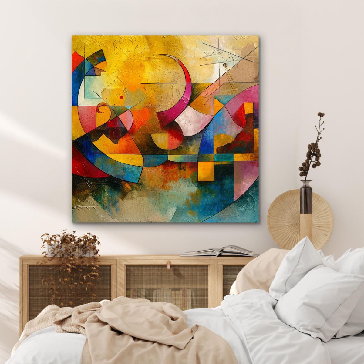 KOVOVÝ OBRAZ Umenie - abstraktné - moderné 90x90 cm - žltá, kov (90/90cm) - MuchoWow