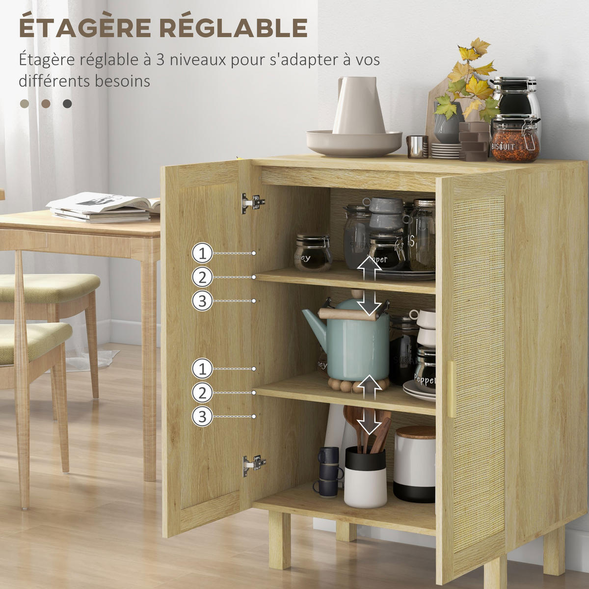 SIDEBOARD Naturfarben, 2 Türen, 73/41/102 cm - Naturfarben, Holz (73/102/41cm) - PANGIVO