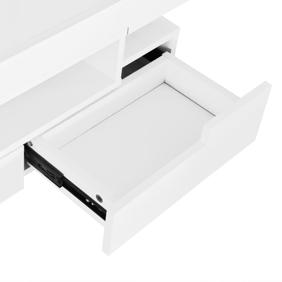 COUCHTISCH 80/50/36 cm weiß aus Spanplatte mit LED-Lichtleiste und Stauraum - Weiß, Holzwerkstoff (80/50/36cm) - OKMYHOME
