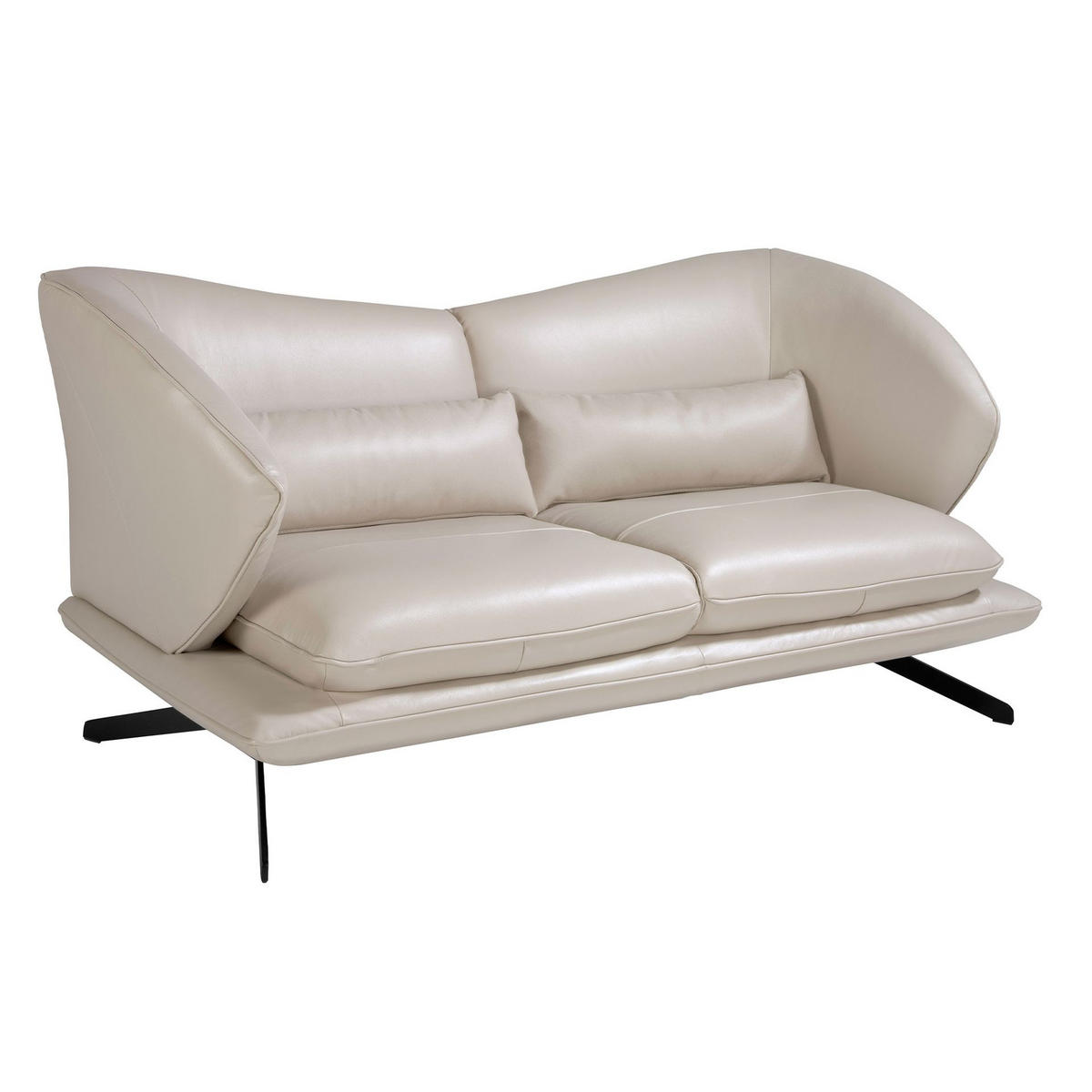 SOFA 2-sitzer ledersofa taupe grau leder 175/90/85 cm - Dunkelgrau/Schwarz, Leder (175/85/90cm) - ANGEL CERDA
