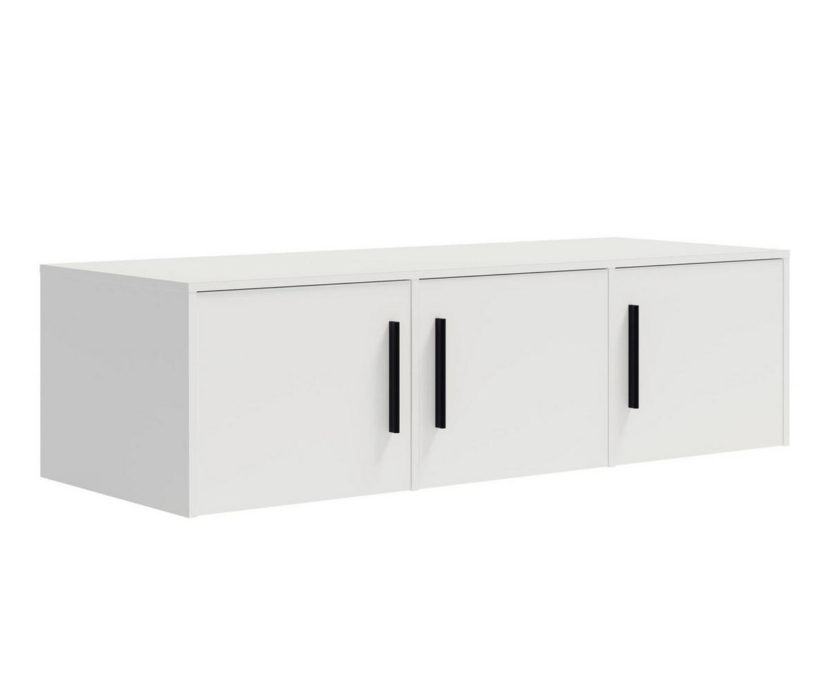 KLEIDERSCHRANK Maxivo Weiß, dreitüriger Kippschrank mit Schubladen und Spiegel, Erweiterung - Schwarz/Weiß, Holzwerkstoff (150/248/59cm) - Bettso