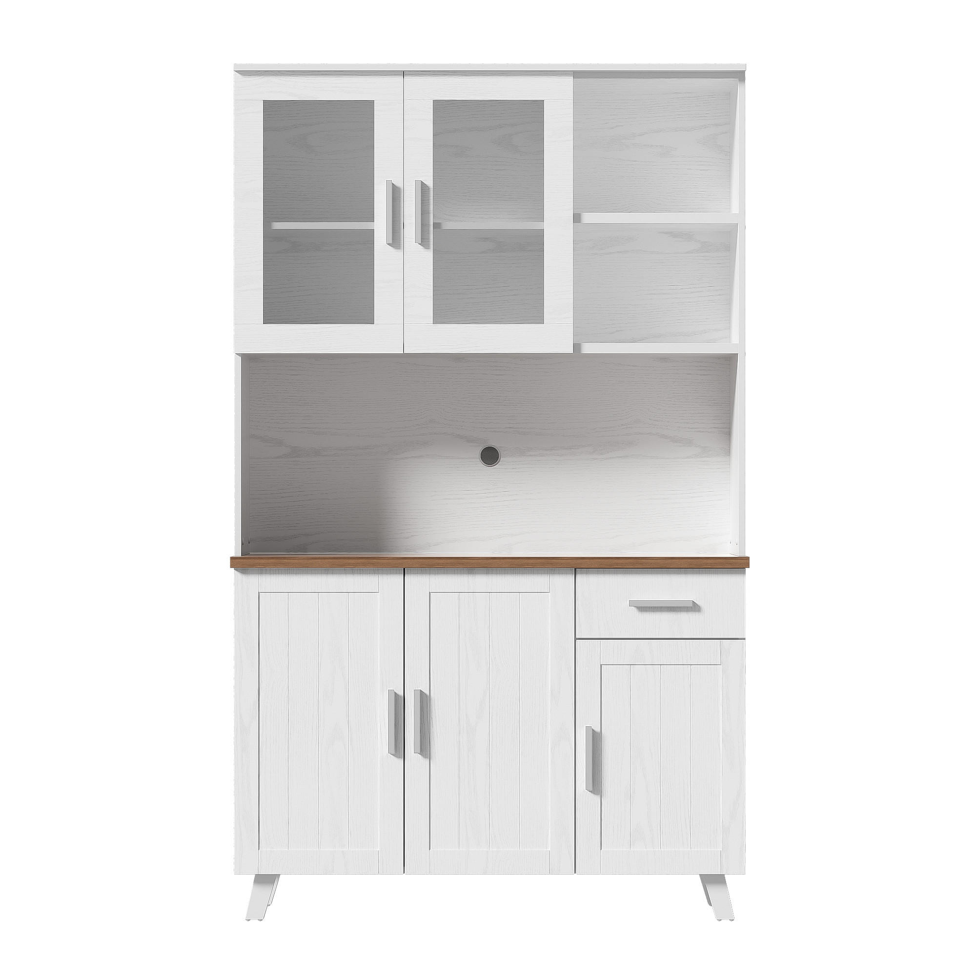 BUFFET Weiß-Braun 114/40/190 cm - Braun, Holz (114/190/40cm) - PANGIVO