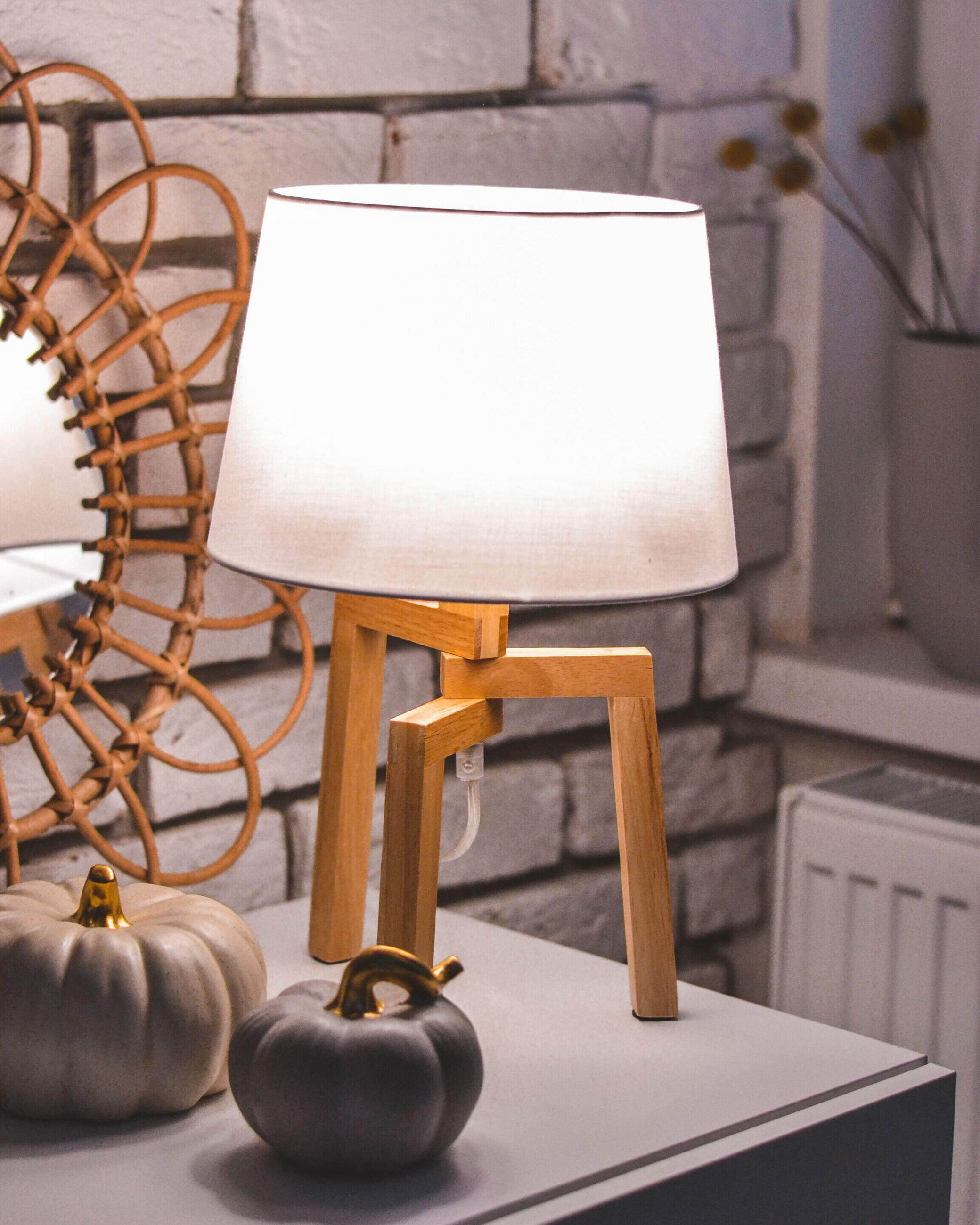TISCHLAMPE Nalon 25/25/42 cm - Weiß, Holz (25/25/42cm) - Beliani