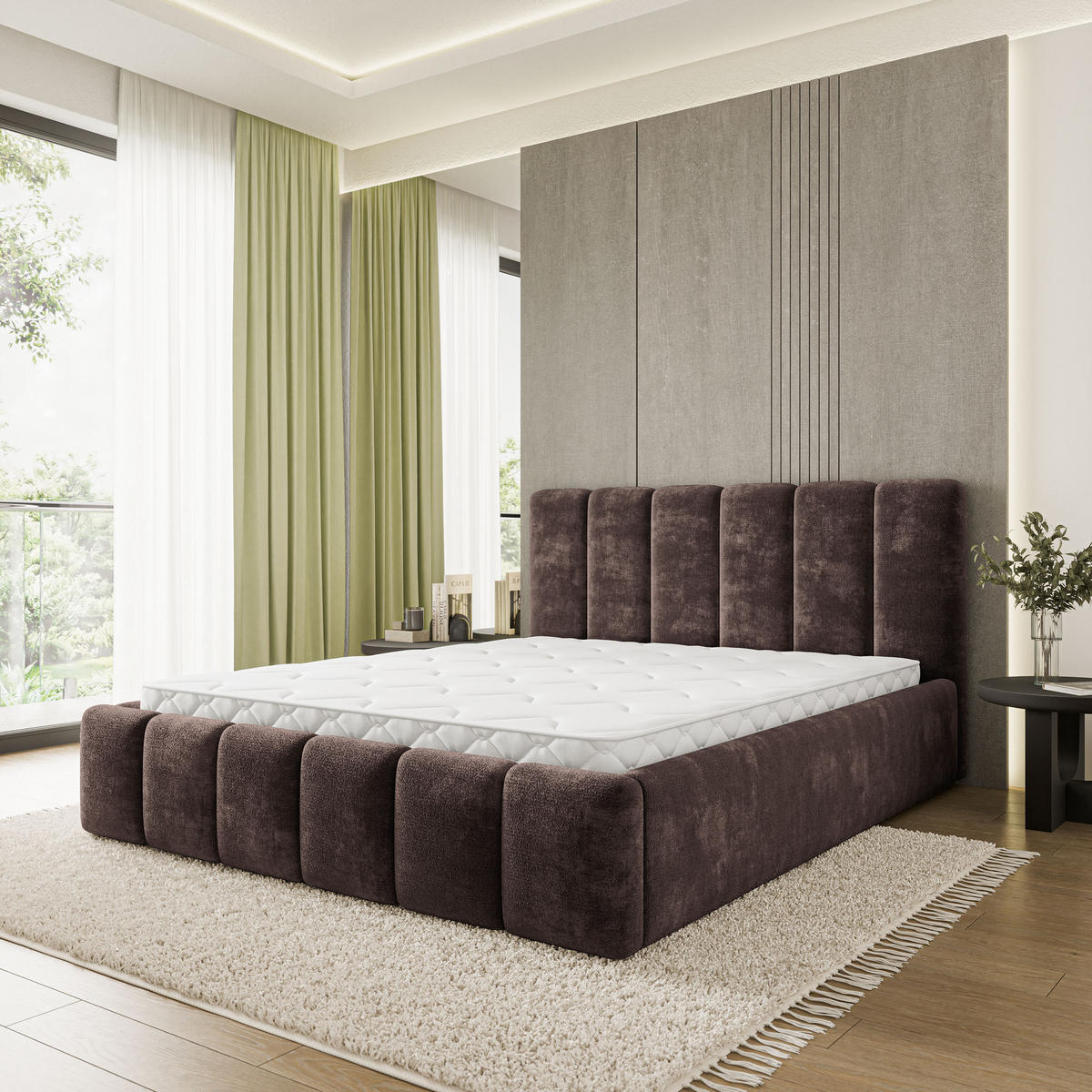 POLSTERBETT ATTORA LM 180x200 cm mit Bettkästen - Braun - Braun, Holz (180/200cm) - MASSENO
