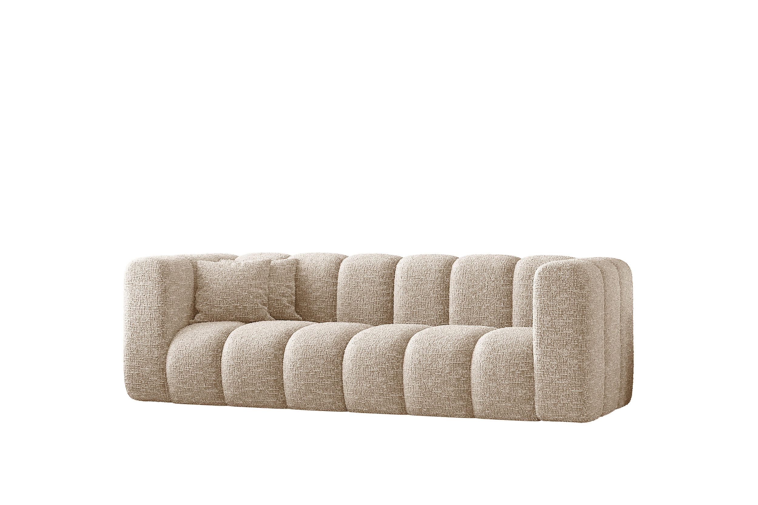 COUCH Dreisitzer-Sofa Grand Modular Stoff Haga Ecru - Ecru, Holz (230/70/91cm) - Kaiser Möbel