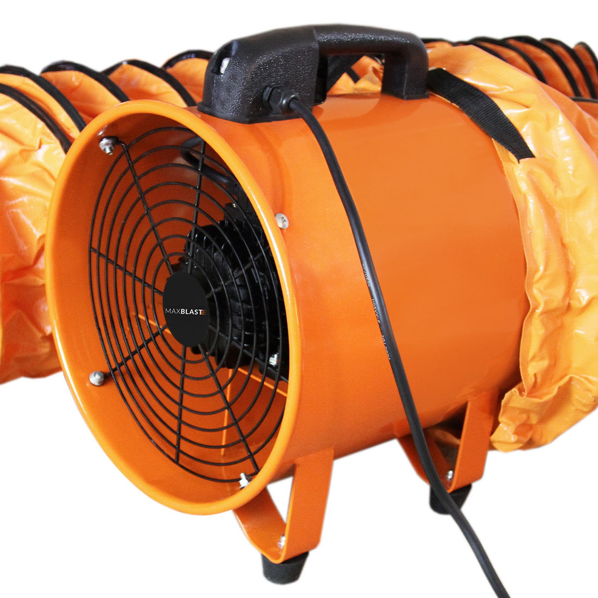 INDUSTRIEVENTILATOR Profesioneller 250mm 320W - 12m Kanal - Orange, Metall (33/33/38cm) - T-Mech