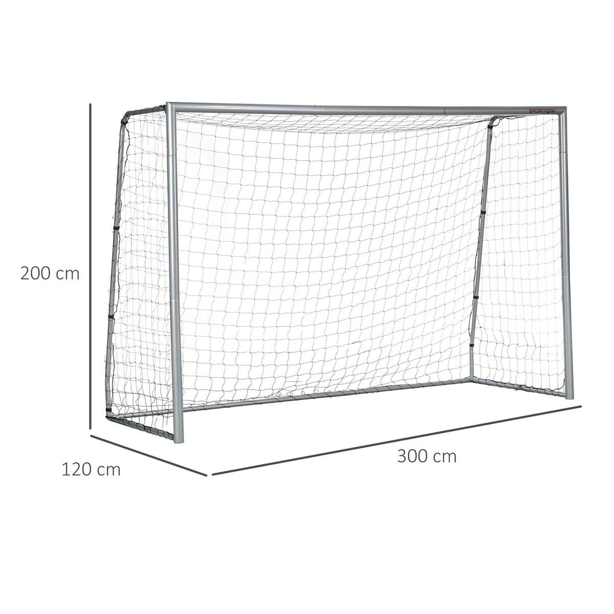 FUSSBALLTOR DE-10569 300x200 cm, wetterfest Schwarz - Grau, Metall (120/300cm) - ComfortXL