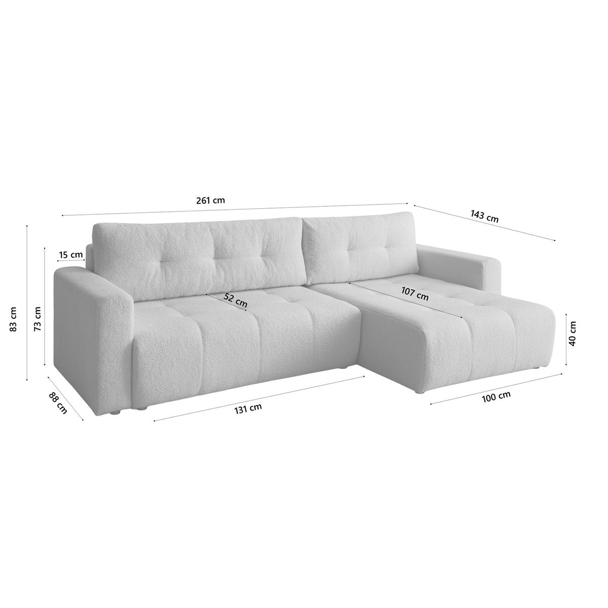 ECKSOFA WALONGO mit Schlaffunktion, Hellgrau - Hellgrau, Textil (261/143cm) - Fedve