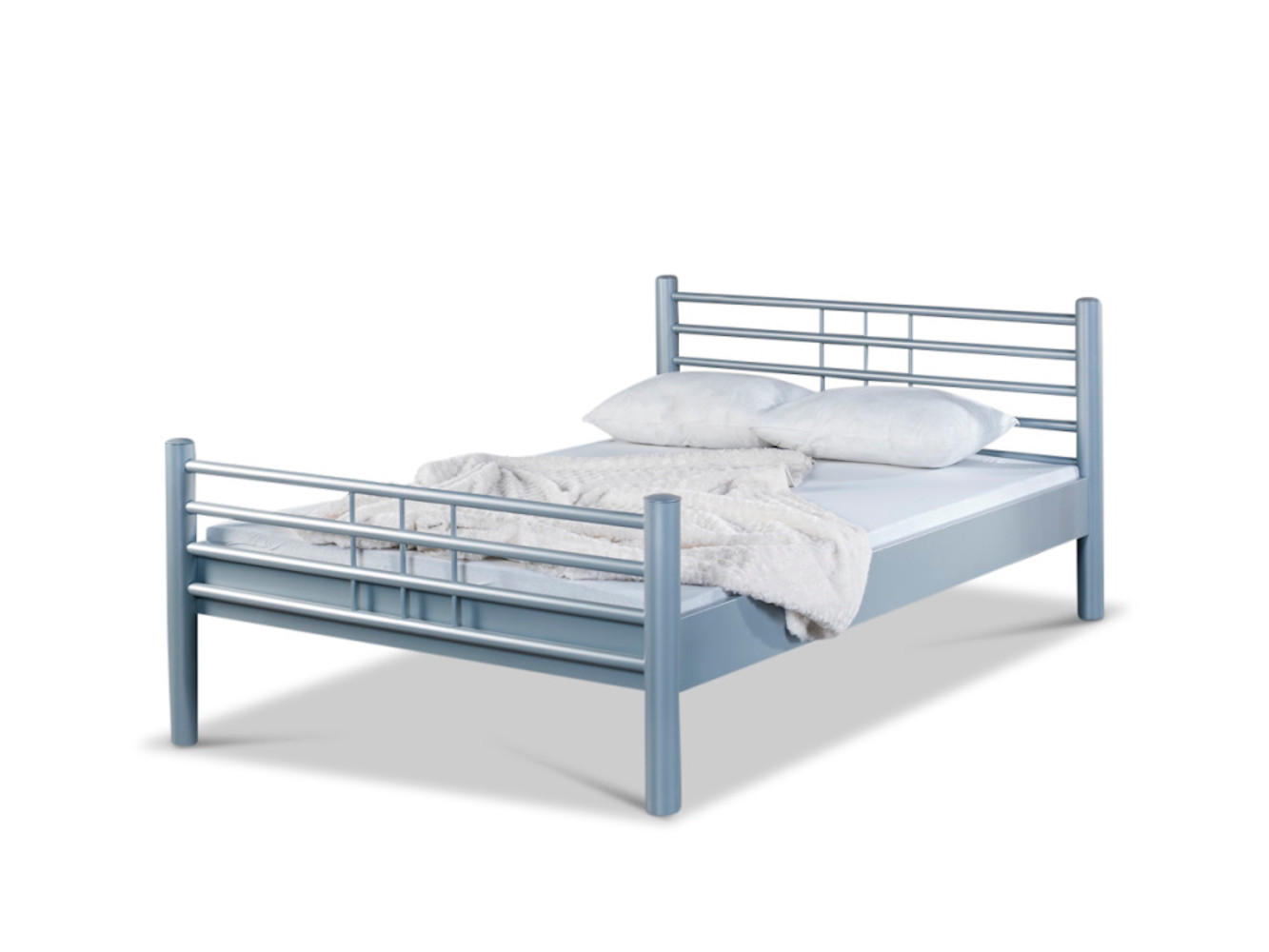 METALLBETT Lea / 90 x 200 cm / silberfarben - Silberfarben, Metall (90/200cm) - BED BOX