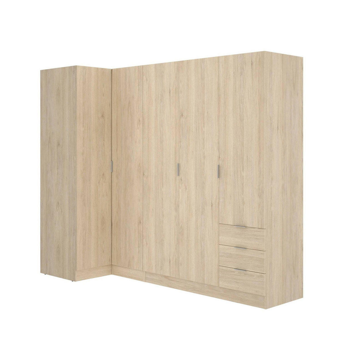 ECKKLEIDERSCHRANK Holz-Effekt Eiche 90.5x213.5h184 - Braun, Holzwerkstoff (213.5/184/90.5cm) - DMORA