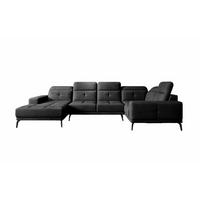 WOHNLANDSCHAFT mit Sitztiefenverstellung, wasserabweisender Nube-Stoff der Spitzenklasse - Anthrazit/Schwarz, Textil/Metall (210/77/350cm) - Eltap