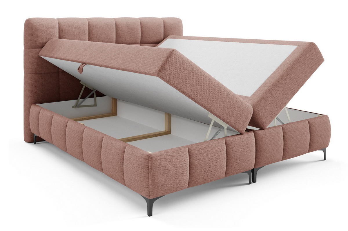 BOXSPRINGBETT 200x200 Altessa mit Bettkasten, Matratze, Topper, Puderrosa - Hellrosa, Holz/Textil (200/200cm) - Emporius