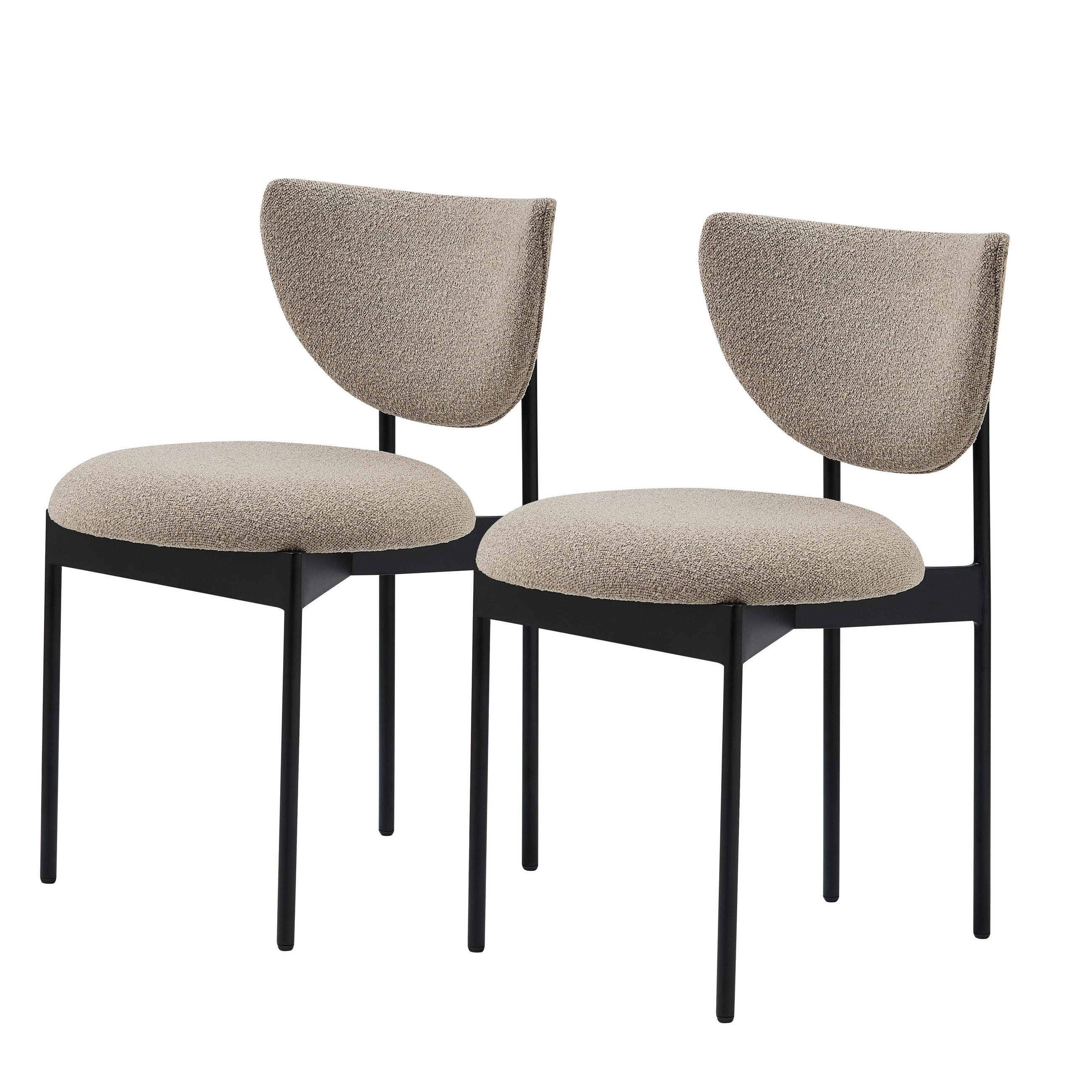 STUHL-SET DE-36862 2 Stück mit Stoffbezug Creme - Beige/Schwarz, Metall (47/76/54cm) - ComfortXL