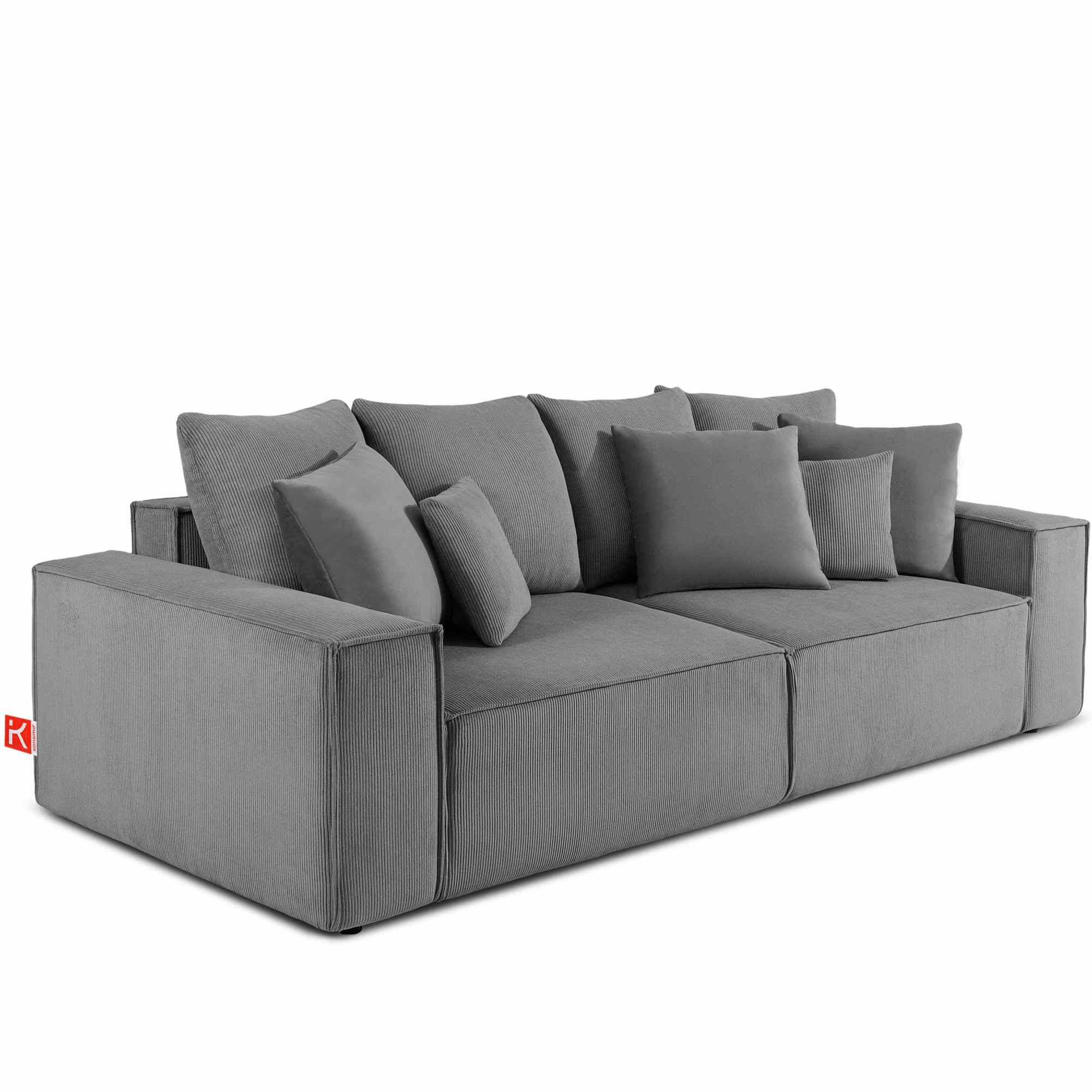 SCHLAFSOFA NAPI III 3-sitzer mit Kissen,Grau - Grau, Holz/Textil (244/89/101cm) - KONSIMO®