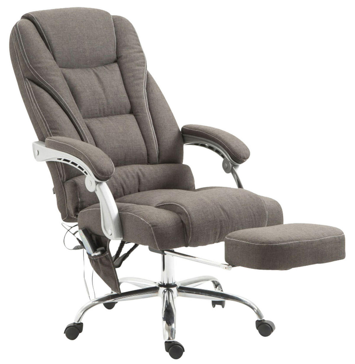 BÜROSTUHL Pacira, Stoff mit Massagefunktion Dunkelgrau - Dunkelgrau, Textil/Metall (68/127/64cm) - TPFLiving