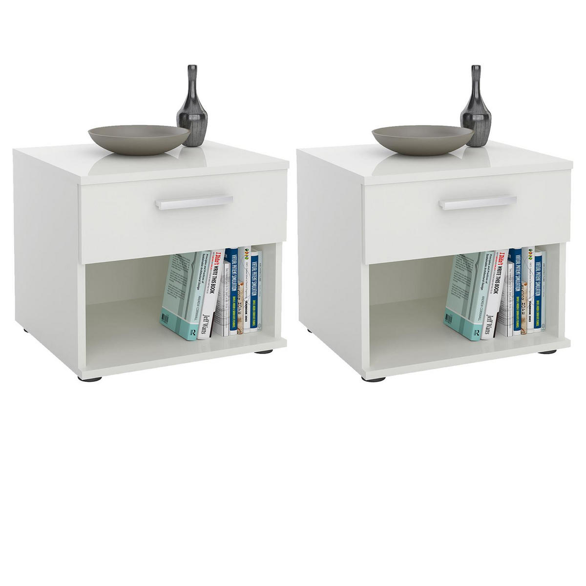 NACHTTISCH MARY 2ER-SET - Weiß, Holzwerkstoff (42/38/30cm) - CARO-Möbel