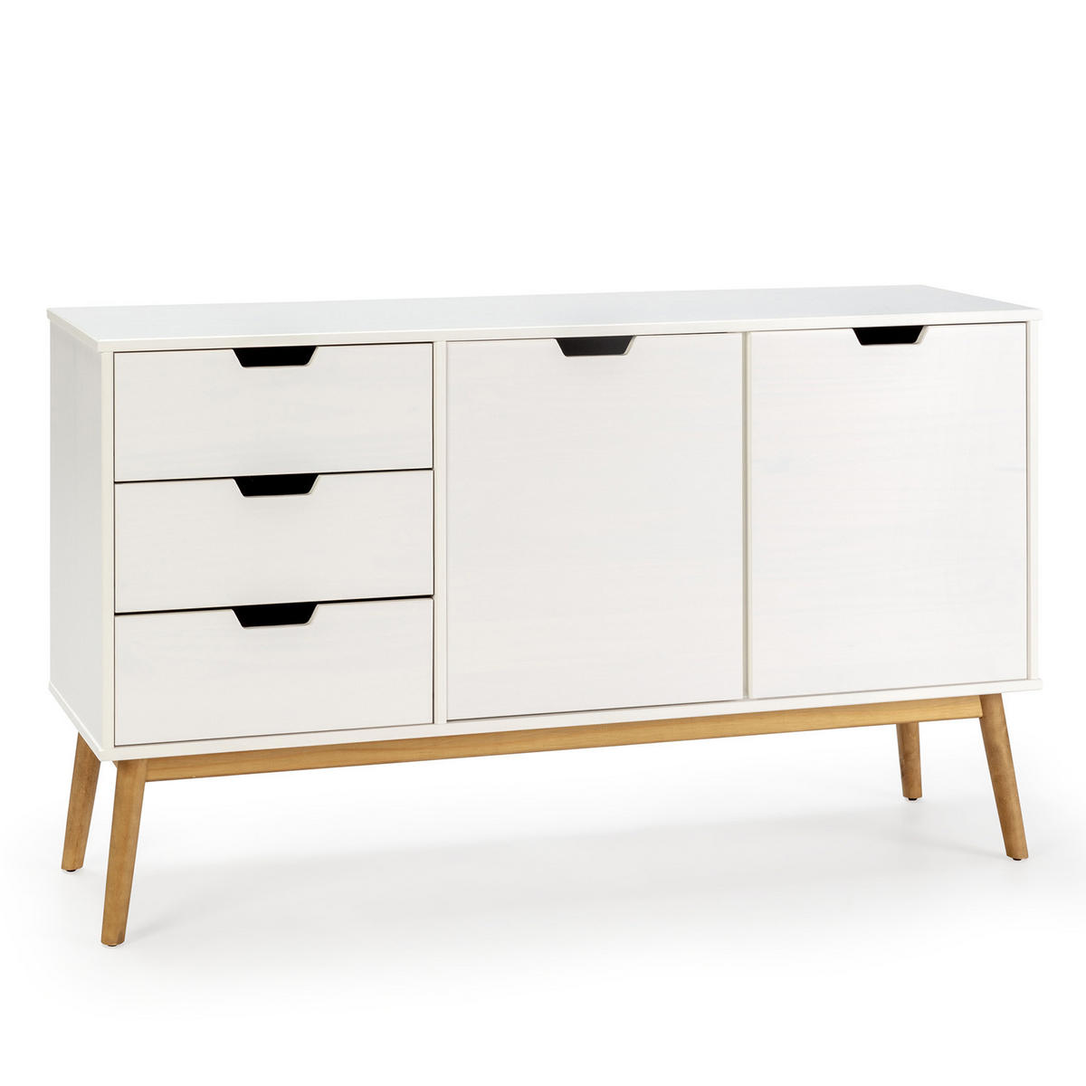 SIDEBOARD Baku 3 Schubladen 2 Türen weiß - Weiß, Holz (140/81/40cm)