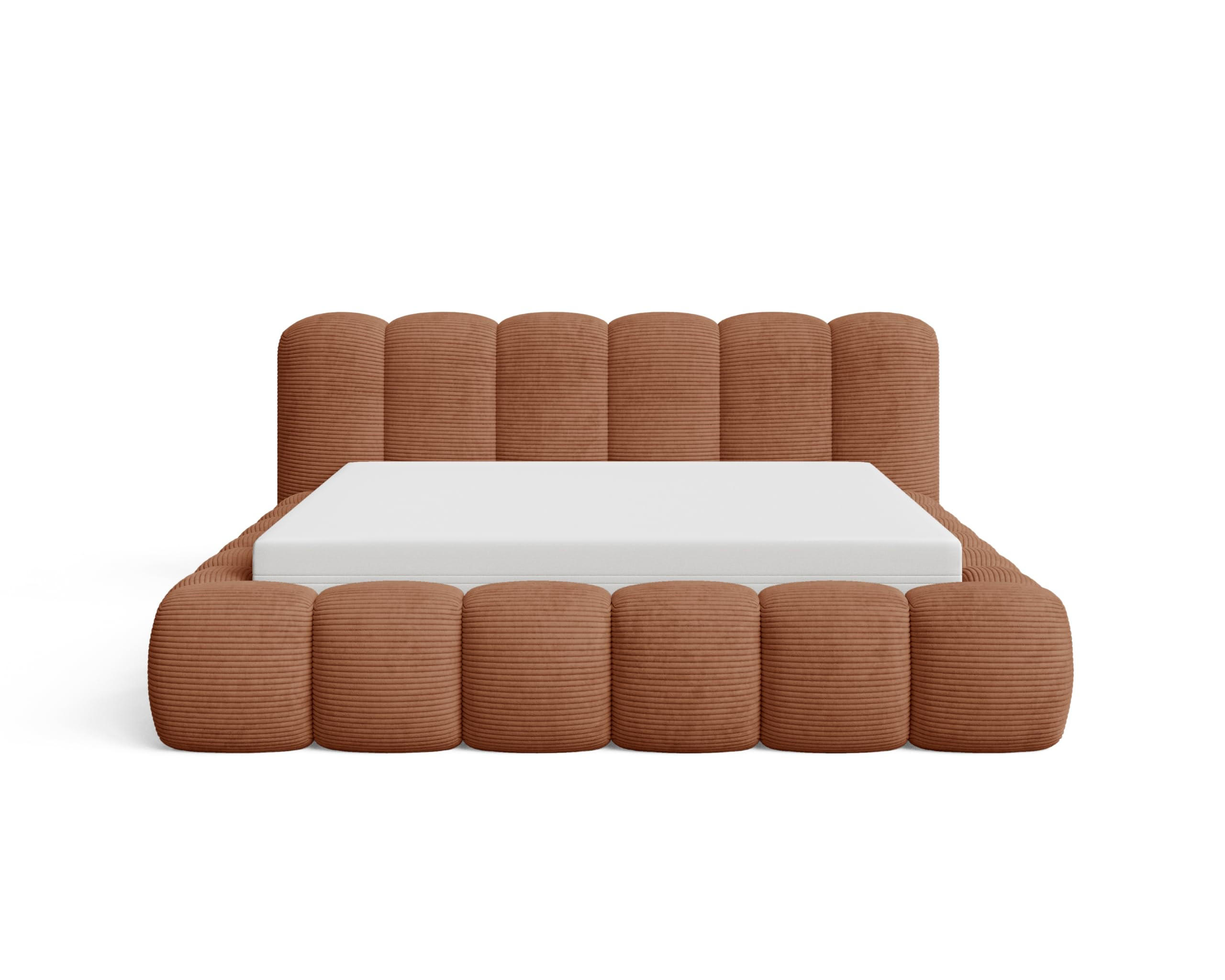 POLSTERBETT 160x200 mit Bettkasten, Lattenrost und Kopfteil, Poso Cord-Stoffbezug Orange - Orange, Holz (160/200cm) - Chilly