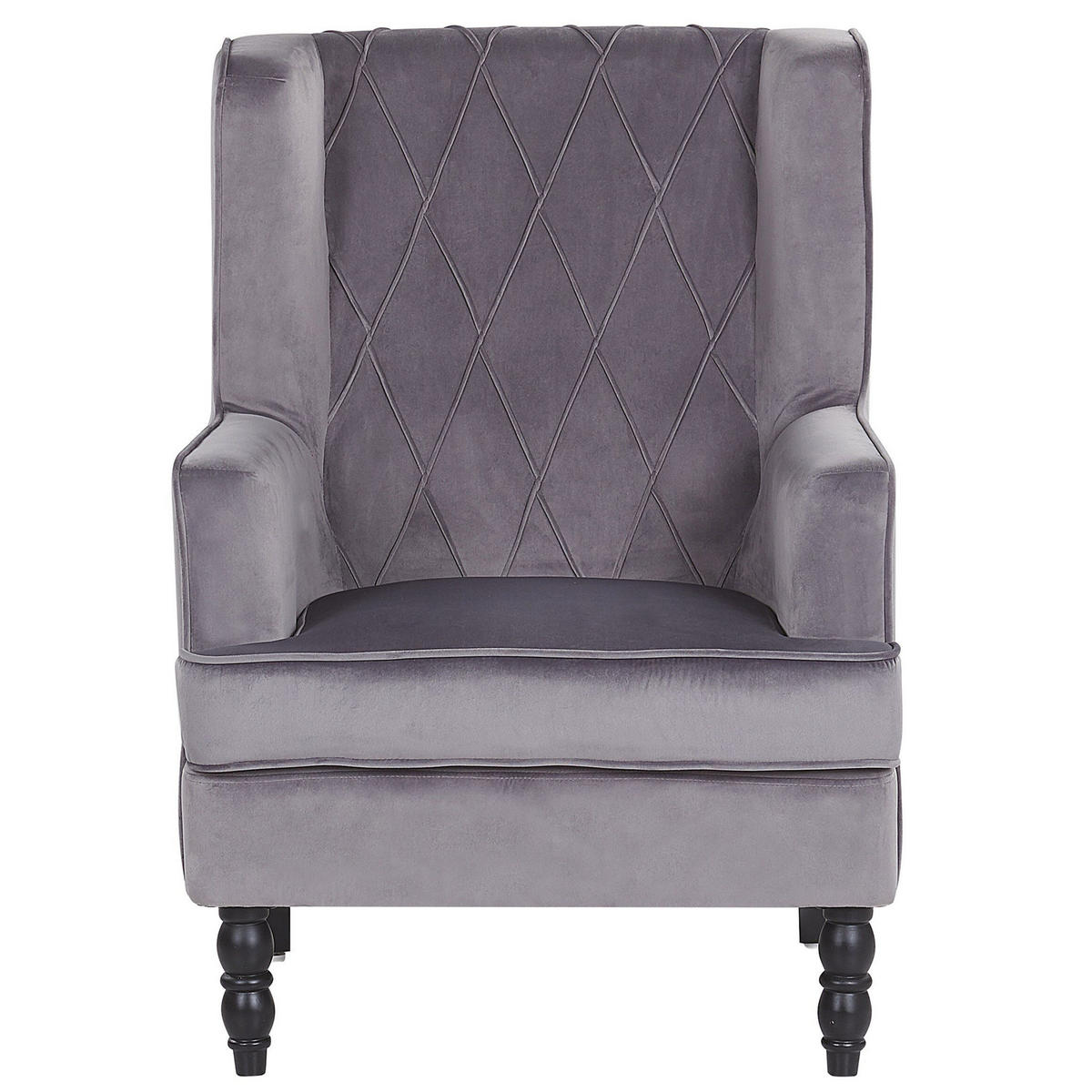 SESSEL Samtstoff grau plus Hocker Sandset - Grau, Textil (72/101/75cm) - Beliani