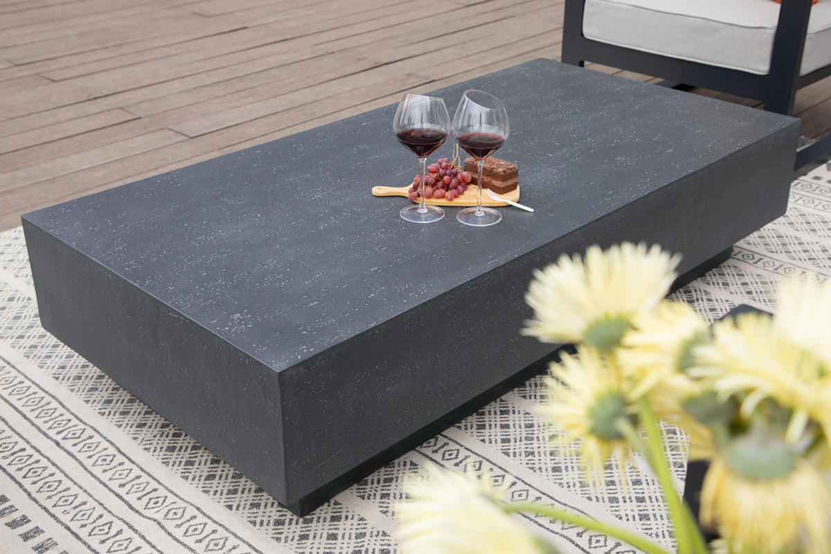 COUCHTISCH TEVERE aus GF-Beton Rechteck, Wetterbeständig, 153x77x36 cm - Dunkelgrau, Naturmaterialien (153/77/36cm) - Elementi