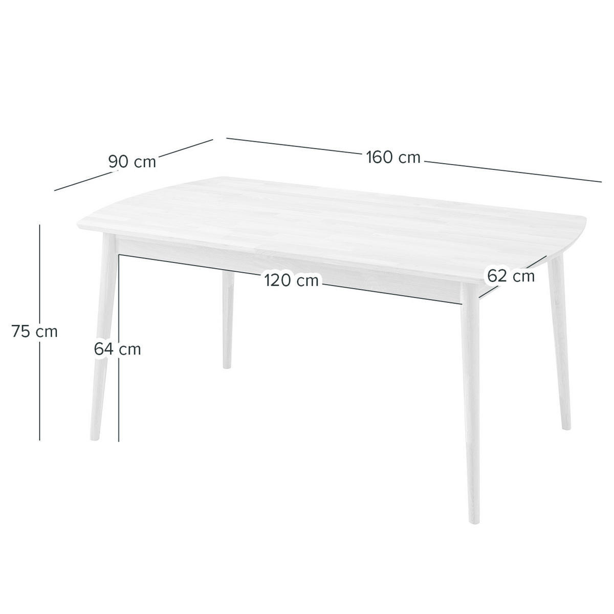 ESSTISCH - Eiche massiv - Eichefarben, Holz (90/160/75cm) - home24
