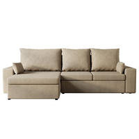 ECKSOFA Paco mit Bettkasten und Schlaffunktion, L-Form/XL-Form, Velourstoff, Universal - Beige, Holzwerkstoff (276/145cm) - 4ALL HOME
