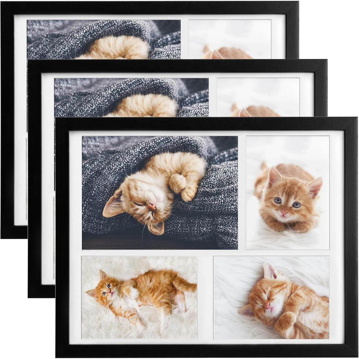 BILDERRAHMEN Galeria 15x21cm + 10x15cm Schwarz (3tlg) - Schwarz, Holzwerkstoff (30/2/37cm) - BoMoe