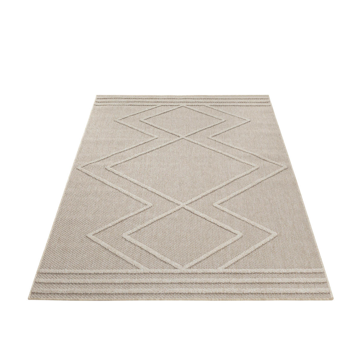 TEPPICH Outdoor Flachgewebe Boho-Muster Polypropylen Küche Beige Läufer 80x150 - Beige, Textil (80/150cm) - KADIMA DESIGN