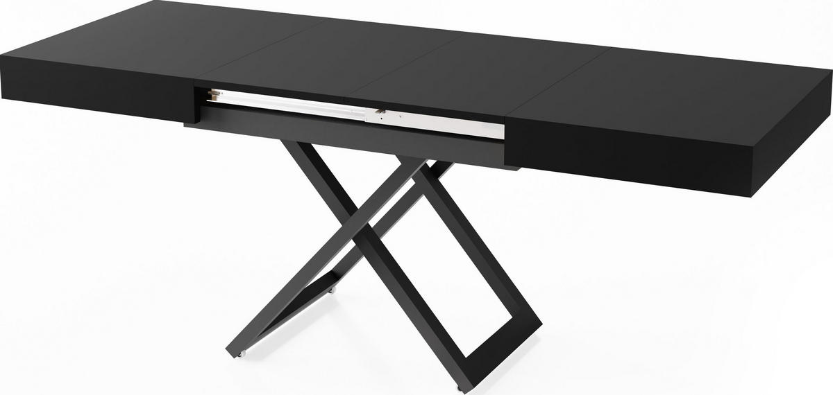 COUCHTISCH Cavetta U höhenverstellbar ausziehbar, Schwarz 120-200/80/27-76 cm - Schwarz, Holzwerkstoff/Metall (80/200/76cm) - WFL GROUP